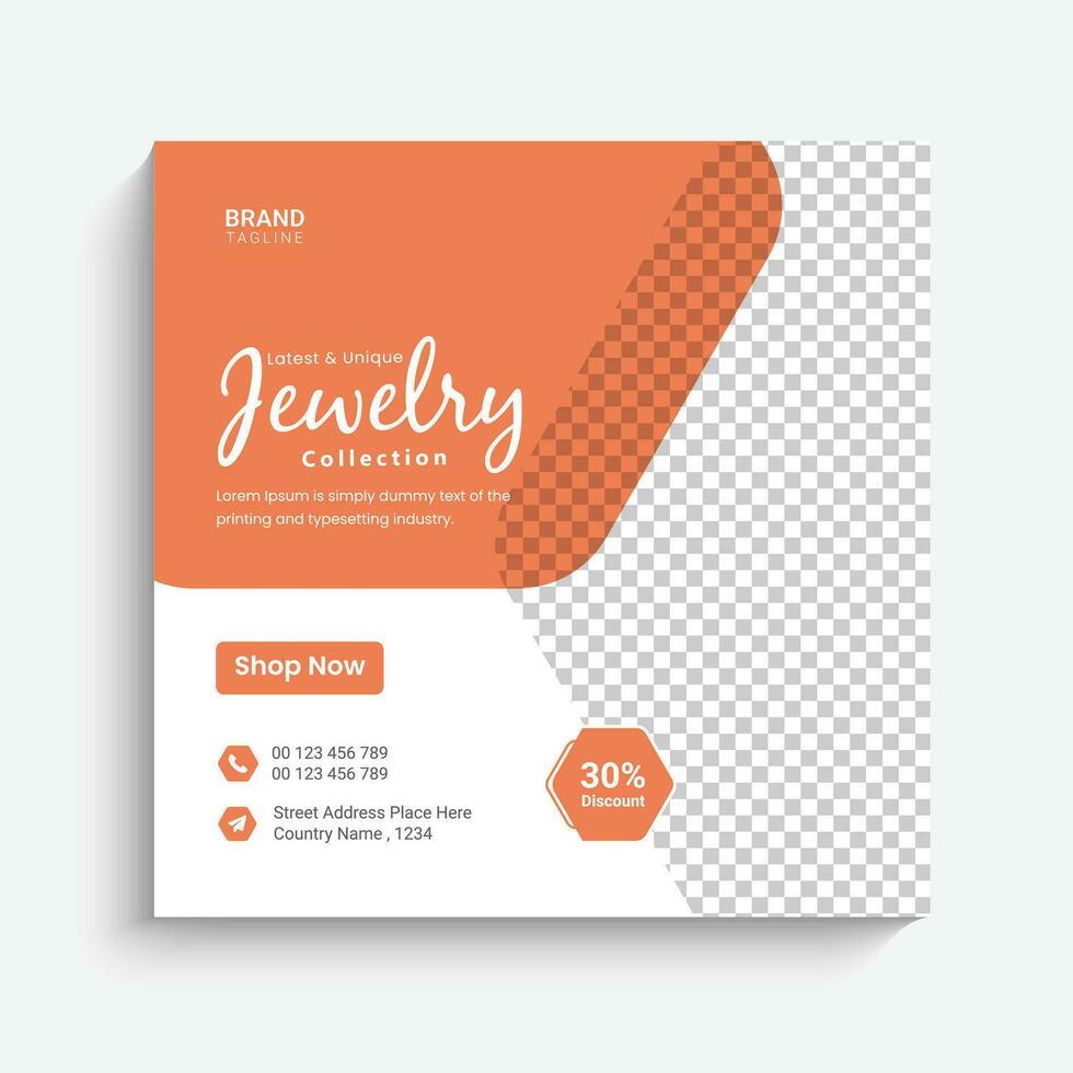 Fashion model and jewelry sale for social media instagram post web banner vector