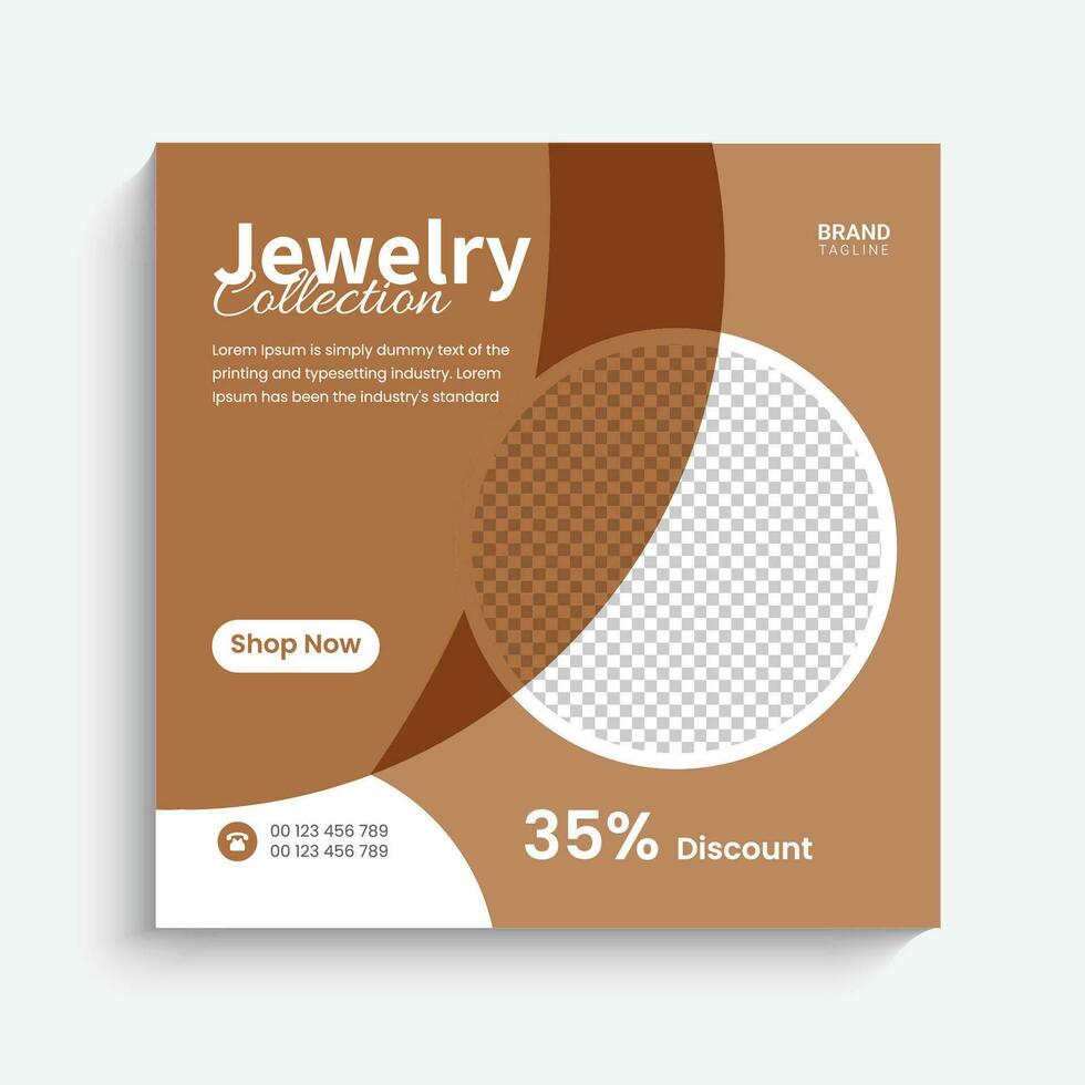 Fashion model and jewelry sale for social media instagram post web banner vector