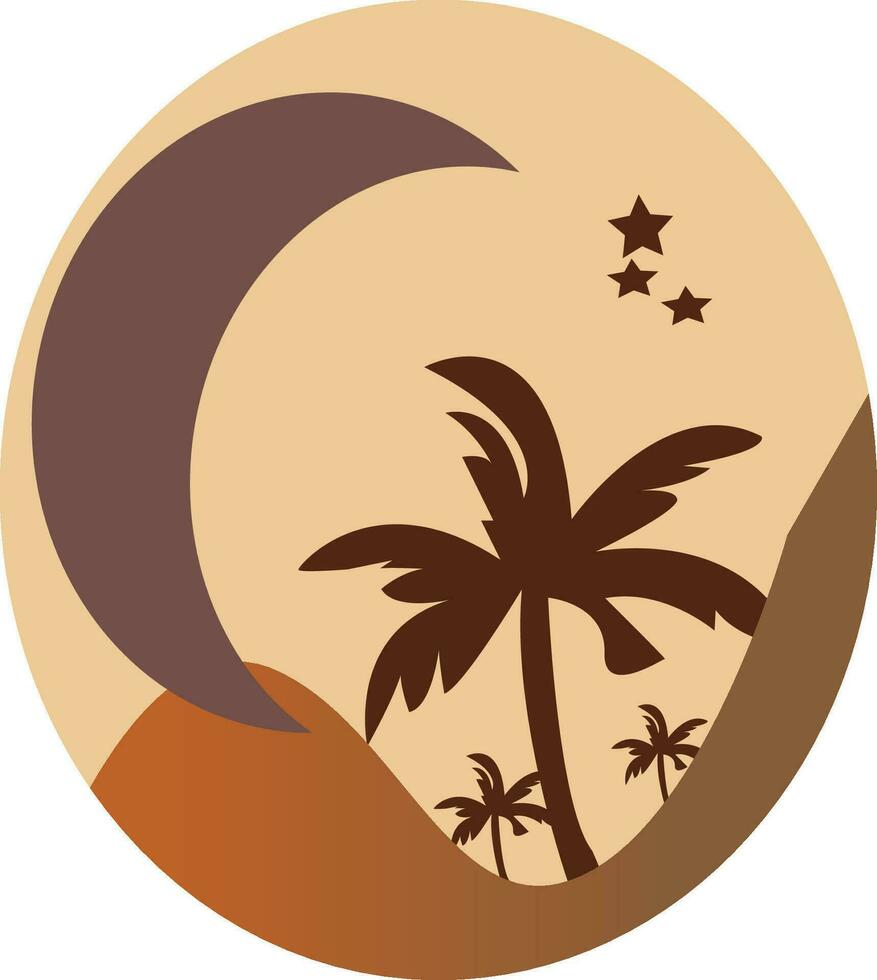 Coconut Tree and Moon Wax Seal Stamps vector