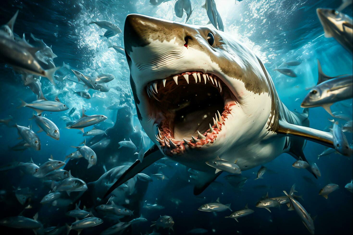 tiburón son enjambre, generativo ai foto