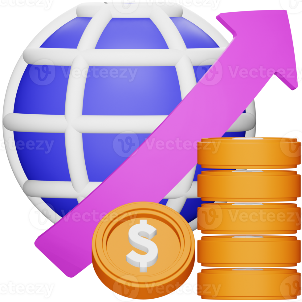 Economy growth 3d rendering isometric icon. png