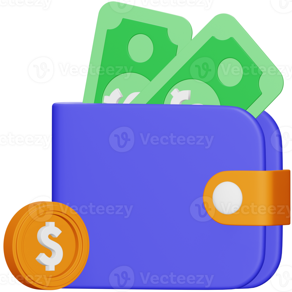 Wallet 3d rendering isometric icon. png