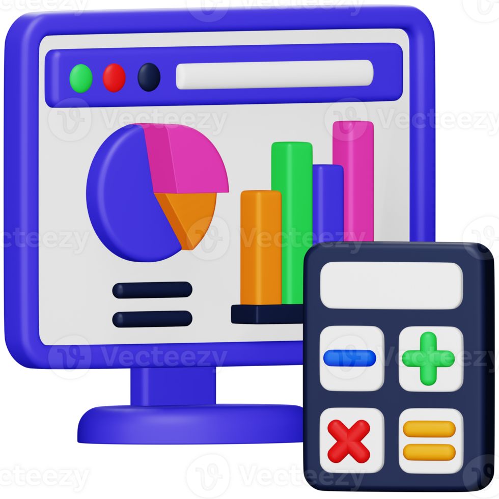 Accounting software 3d rendering isometric icon. png