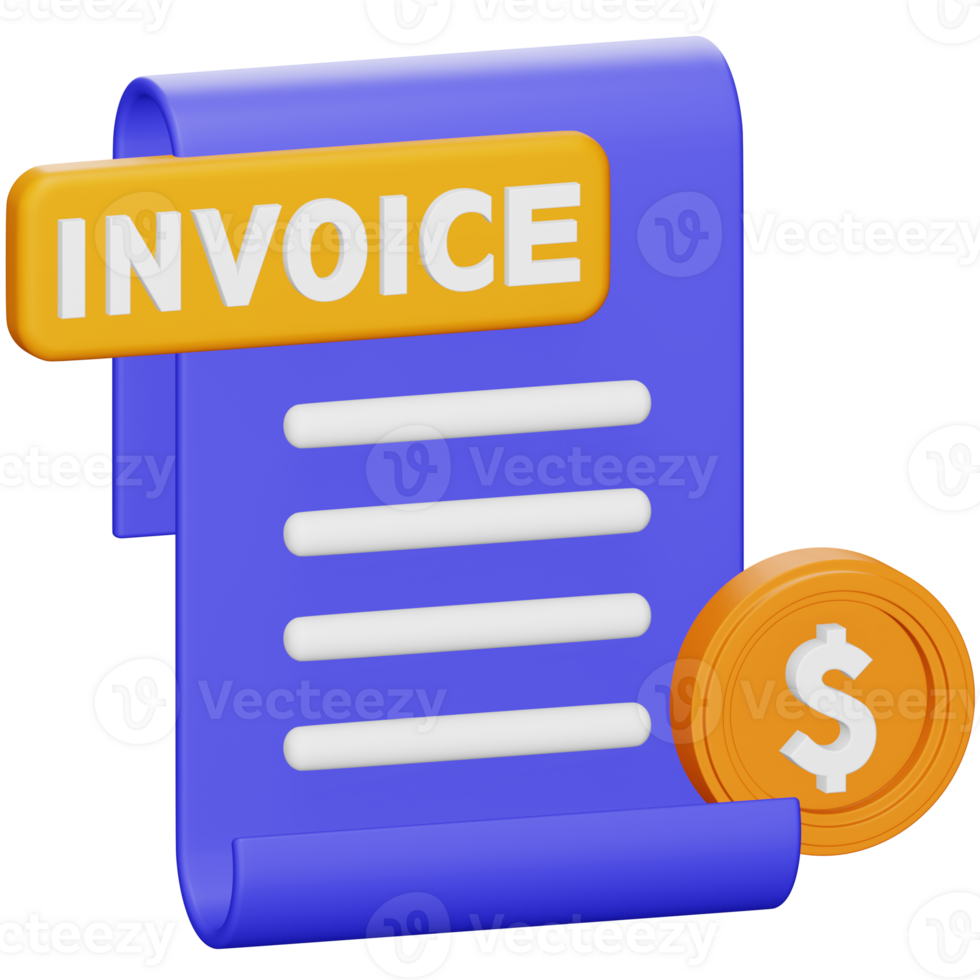 Invoice 3d rendering isometric icon. png