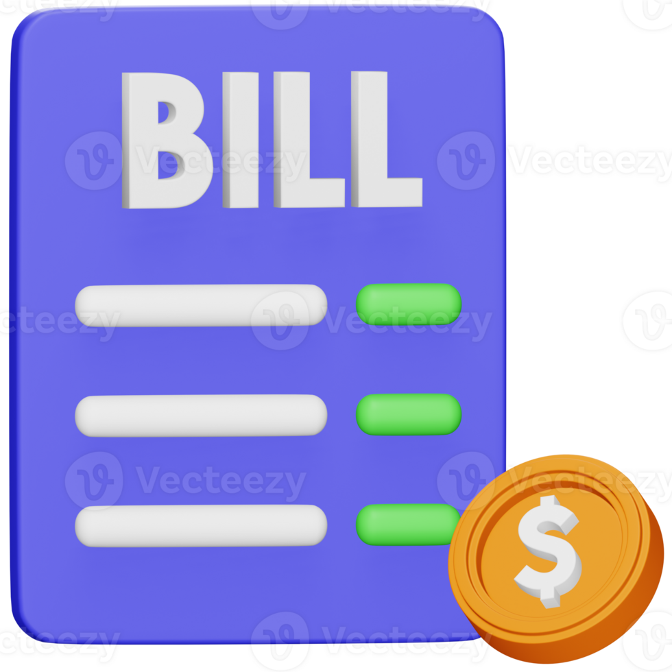 Bill 3d rendering isometric icon. png