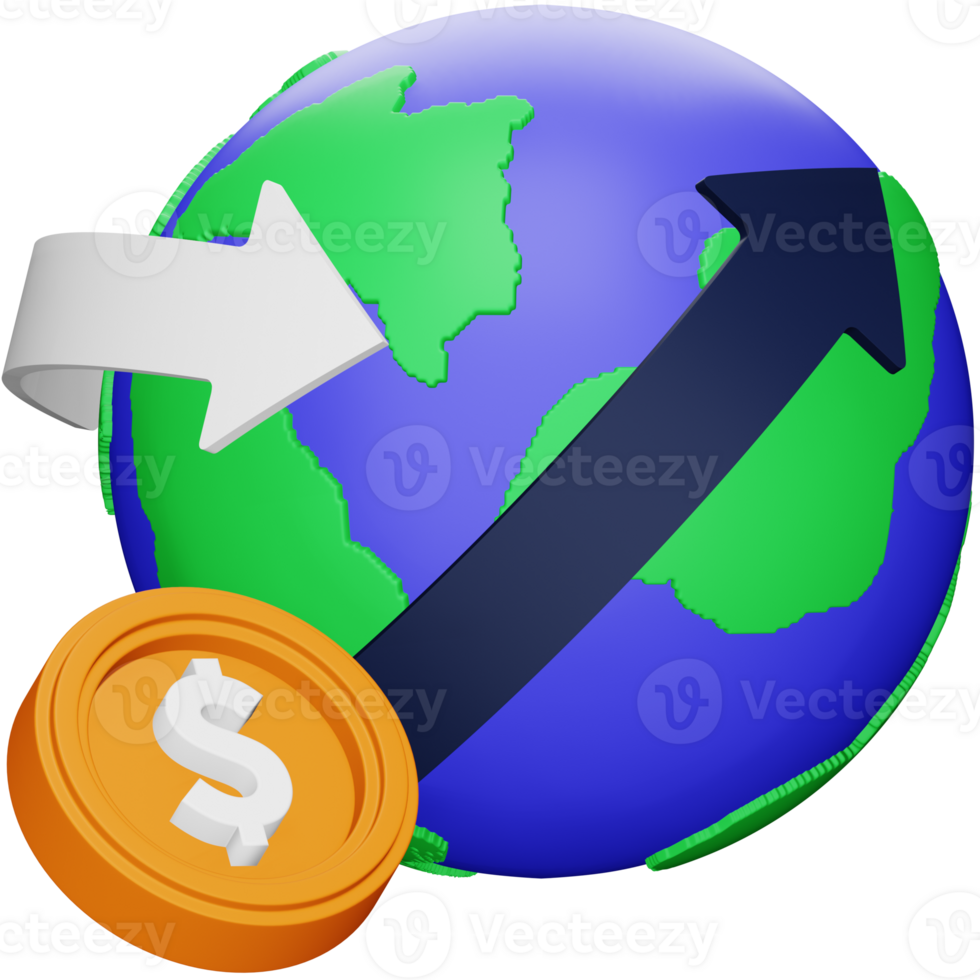 Global economy 3d rendering isometric icon. png