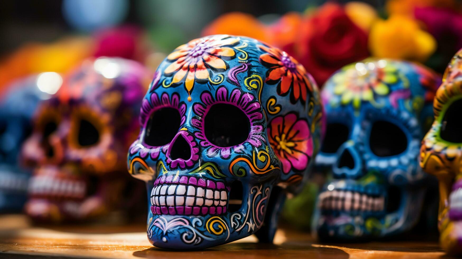 Time Honored Day of the Dead Festivities, Generative Ai photo