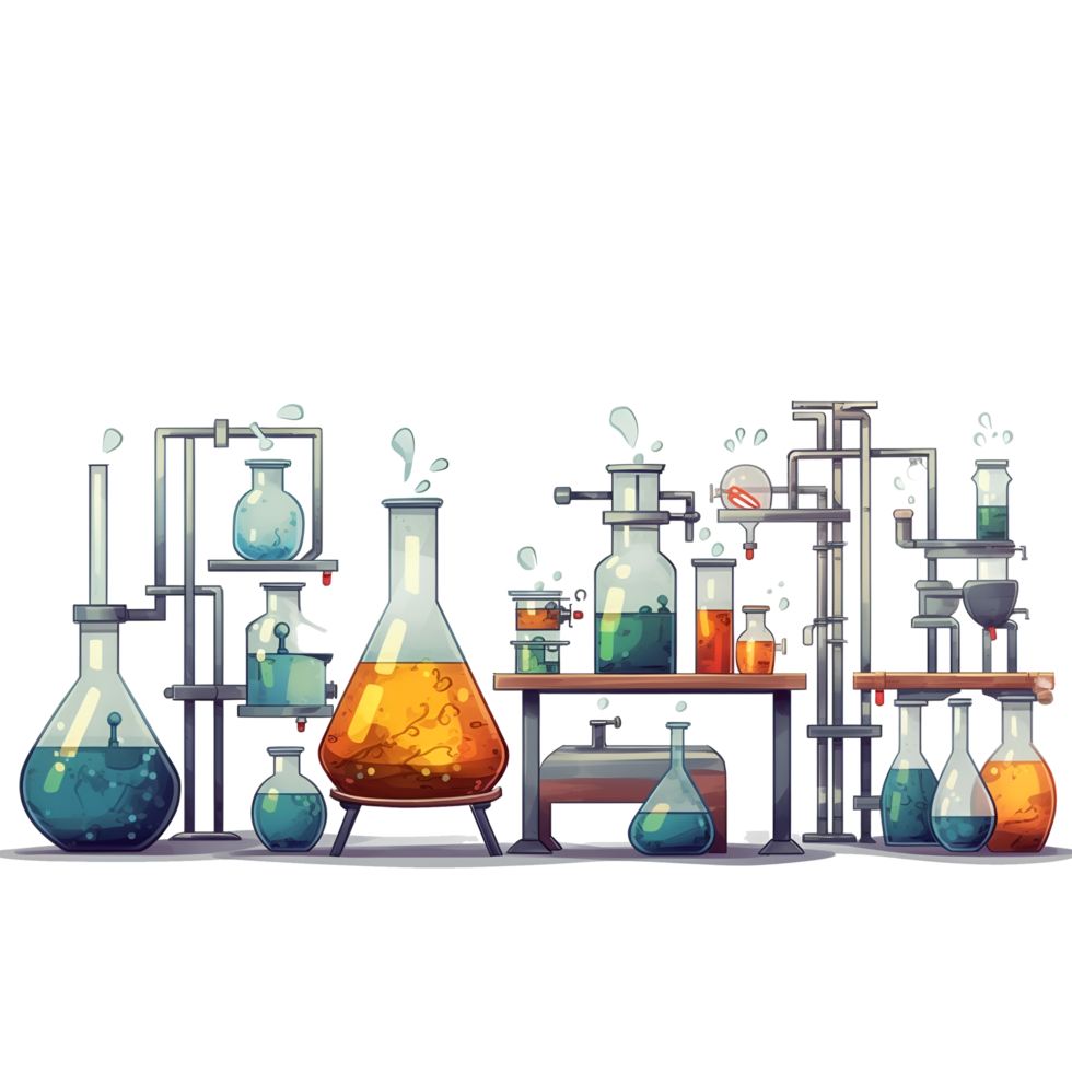 realista químico laboratorio equipo conjunto generativo con ai png