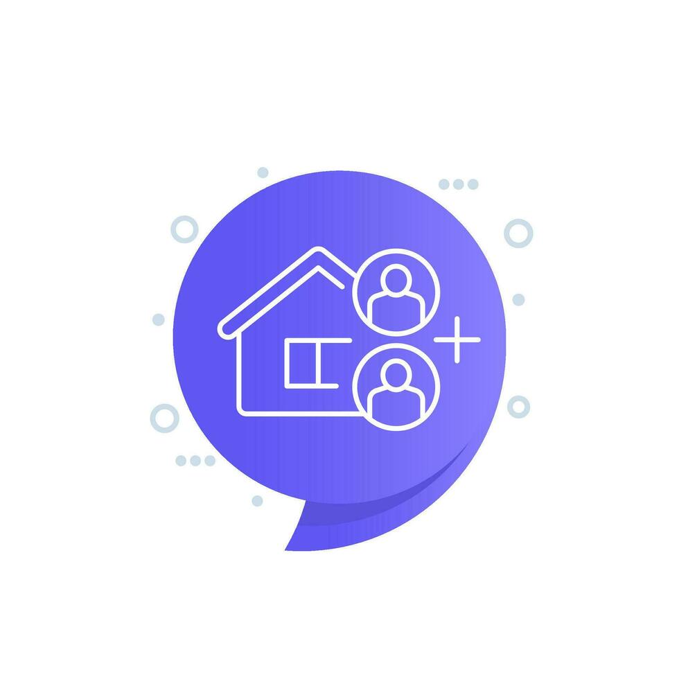 tenants and house icon, linear vector