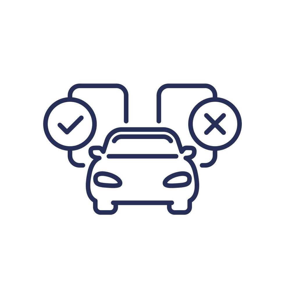 Pros and cons of a car line icon vector