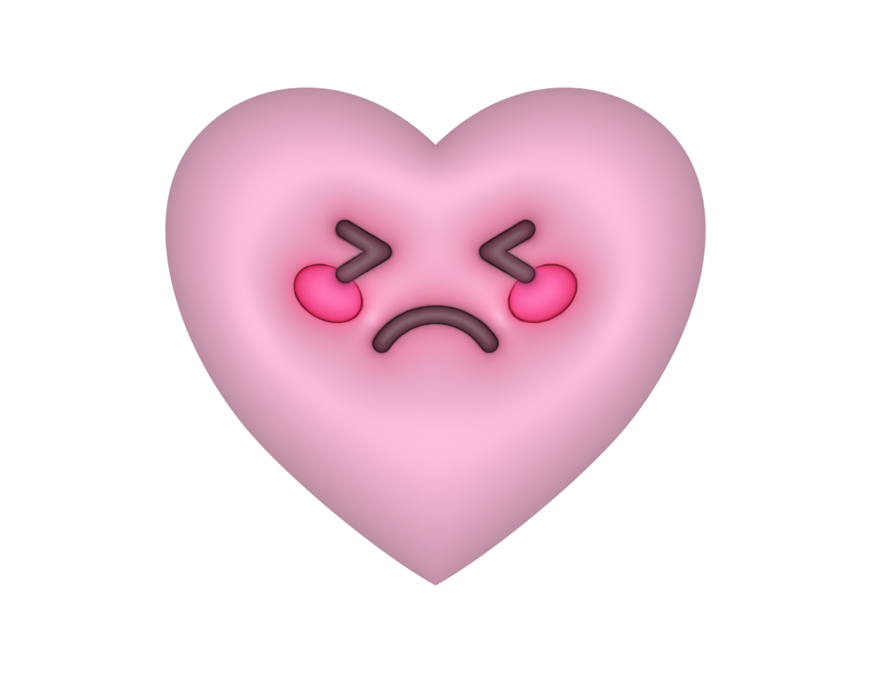 3d testardo infelice rosa carino cuore emoji png