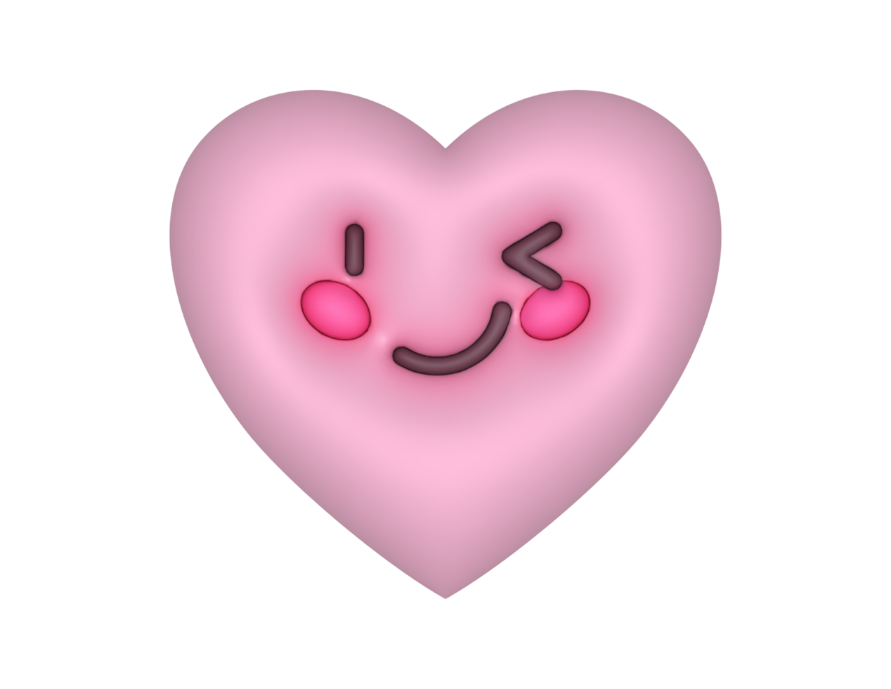 3d Winking Pink Cute Heart Emoji png
