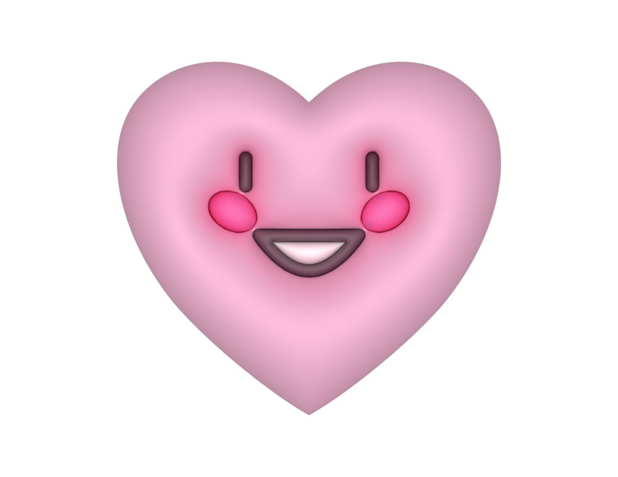 3d sorridente contento rosa carino cuore emoji png