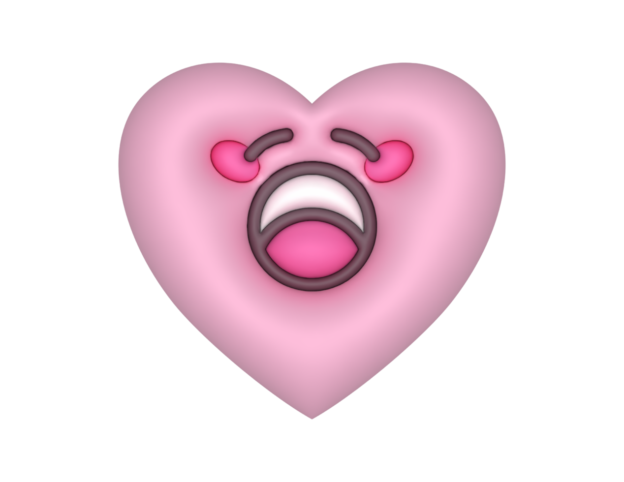 3d Yawning Pink Cute Heart Emoji png