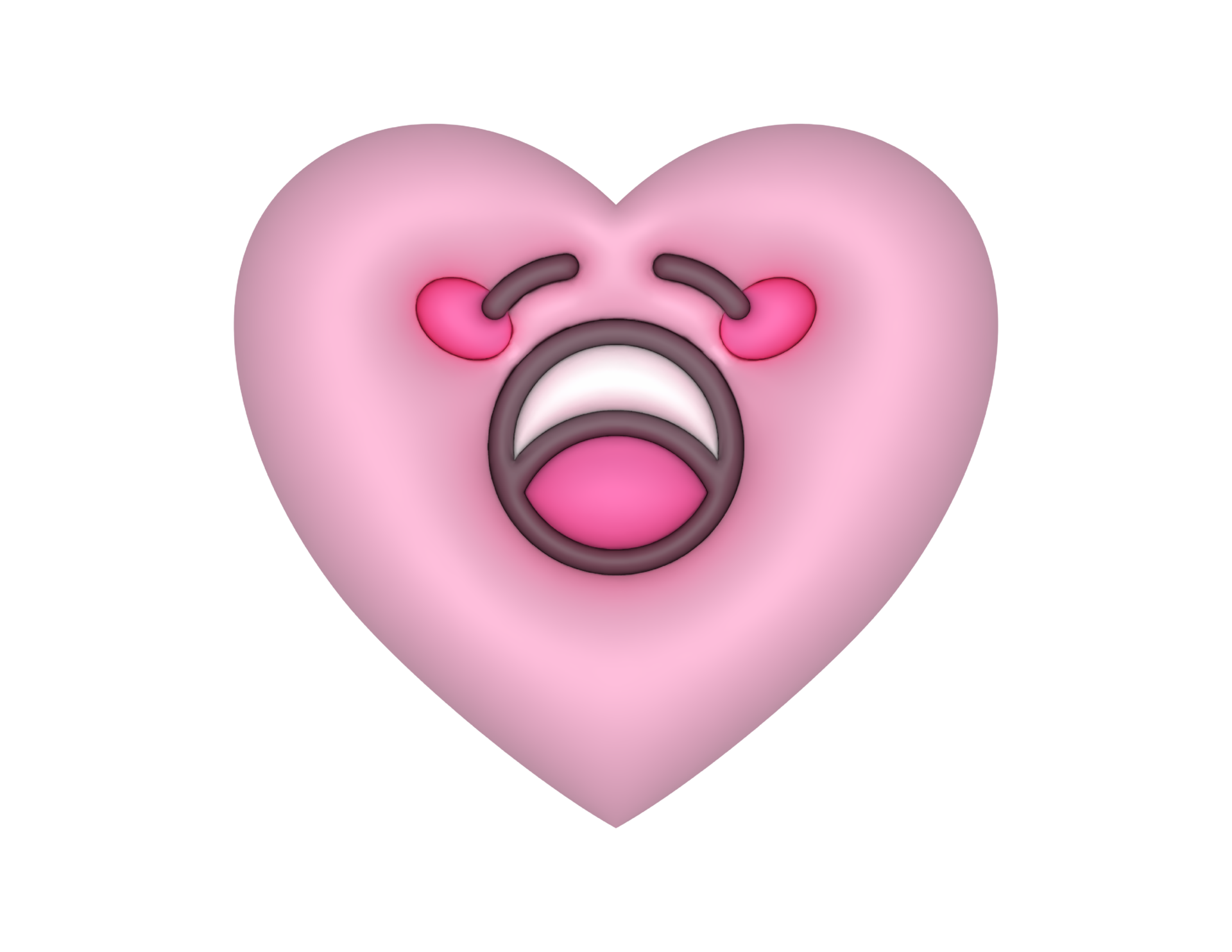 3d Yawning Pink Cute Heart Emoji 28115413 PNG