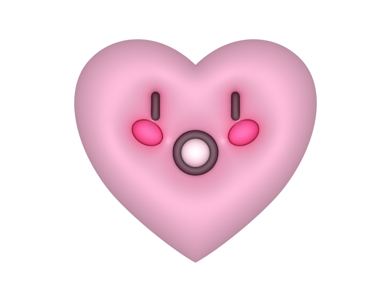 3d Surprised Pink Cute Heart Emoji png