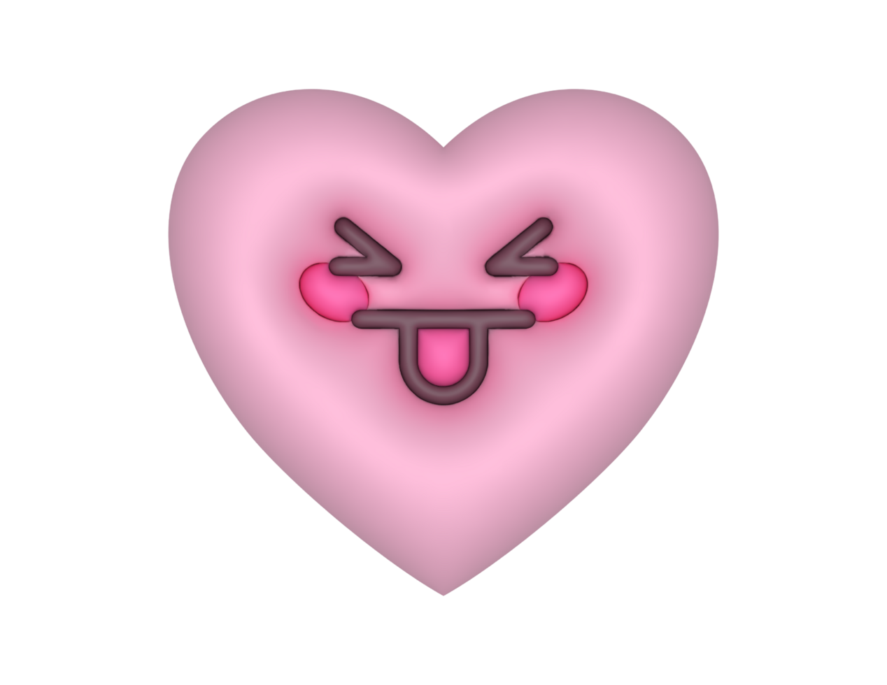 3d Pink Cute Heart Emoji Tongue Out png
