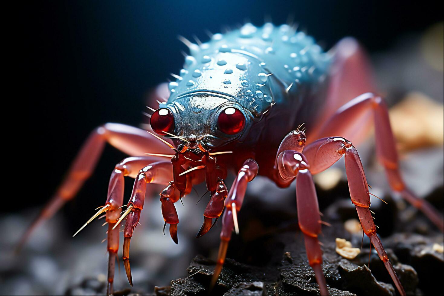 Microscopy of mite face, Generative Ai photo