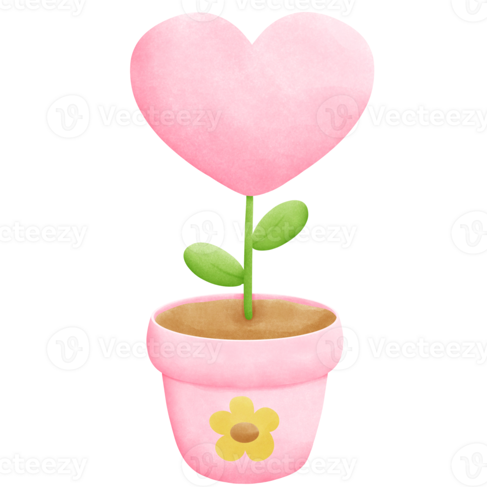 Pink flower heart png