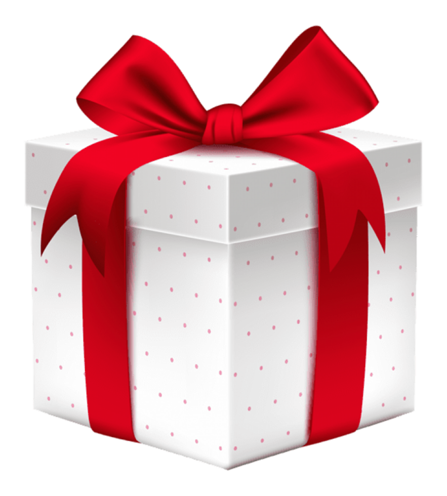 White Gift Box With Red Bow Clipart png