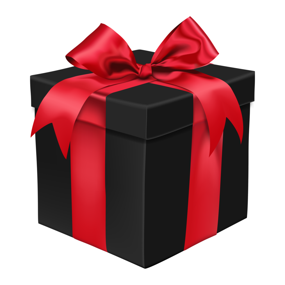 Black Gift Box With Red Bow png