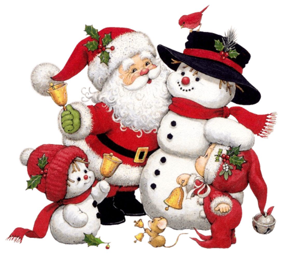 süß Schneemann Santa und Kind png