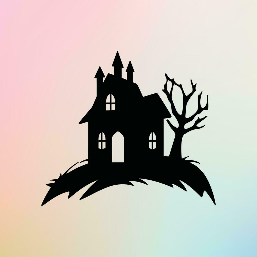 The Haunted House on the Hill with Dead Tree vector