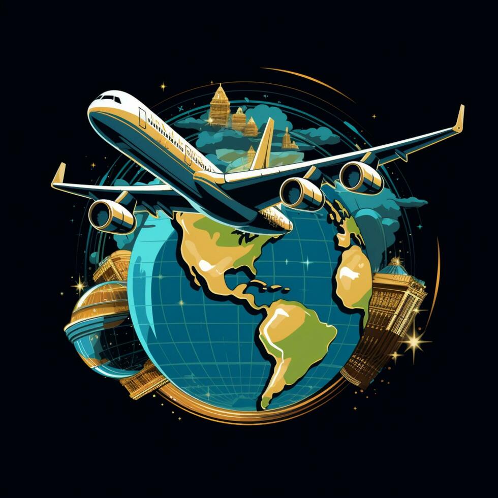 aircraft with earth logo art on background photo