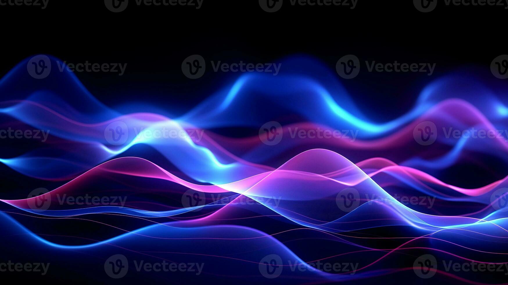 Abstract background with colorful waves, the image contains transparency. Neon blue and pink led lines on a dark night background. photo