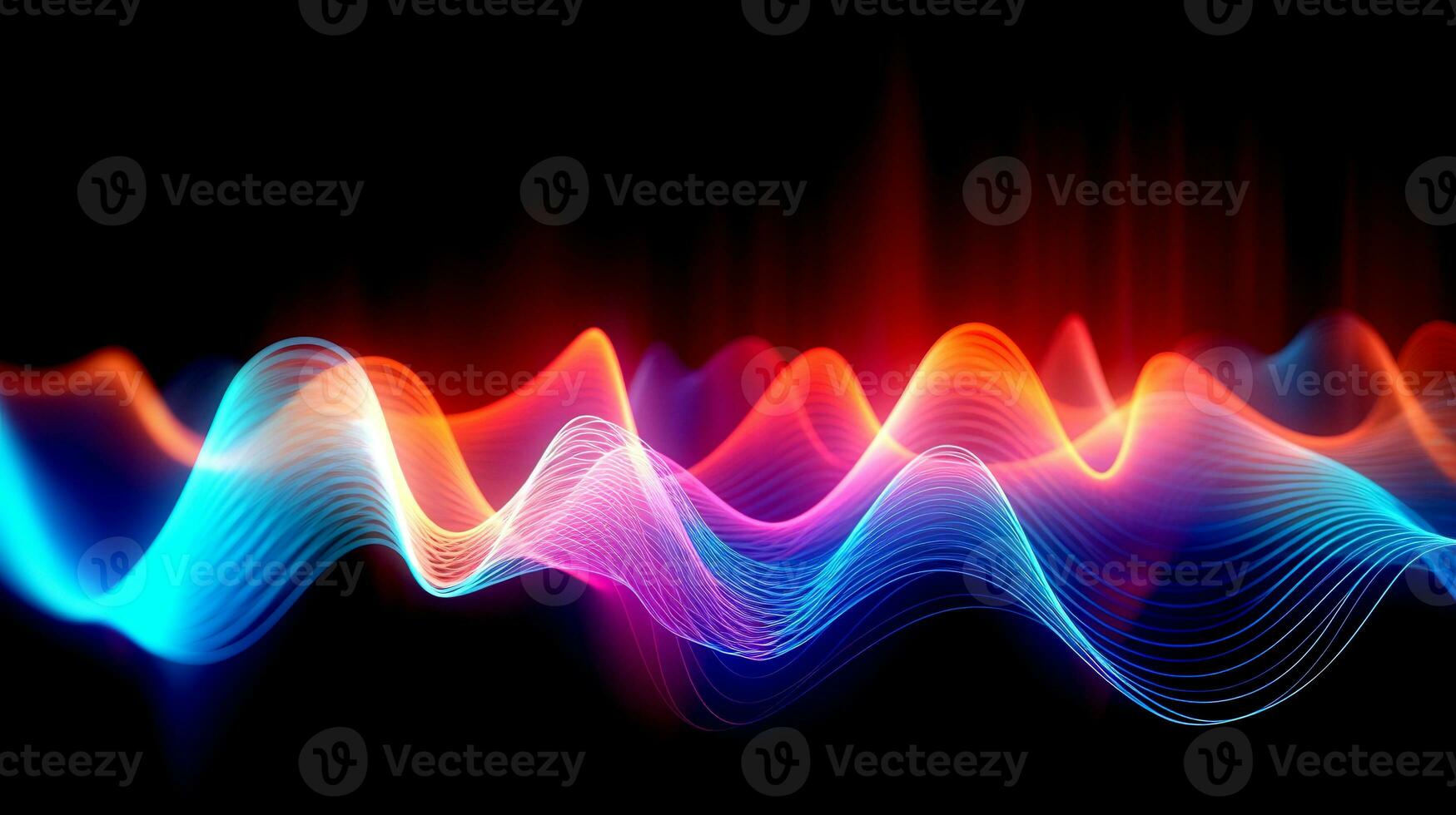 abstract background with blue and red waves on black background. 3d rendering photo
