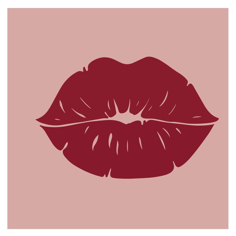 vector de profundo rojo borgoña labios ilustración