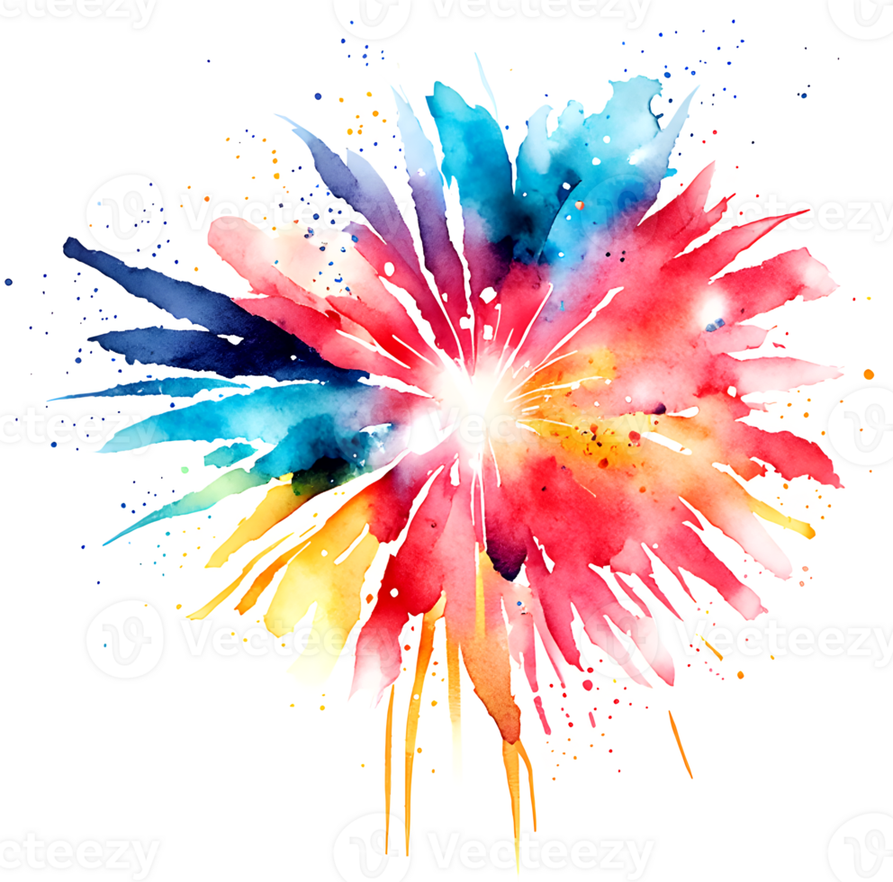 Watercolor Fireworks Splash Texture Element AI Generative png