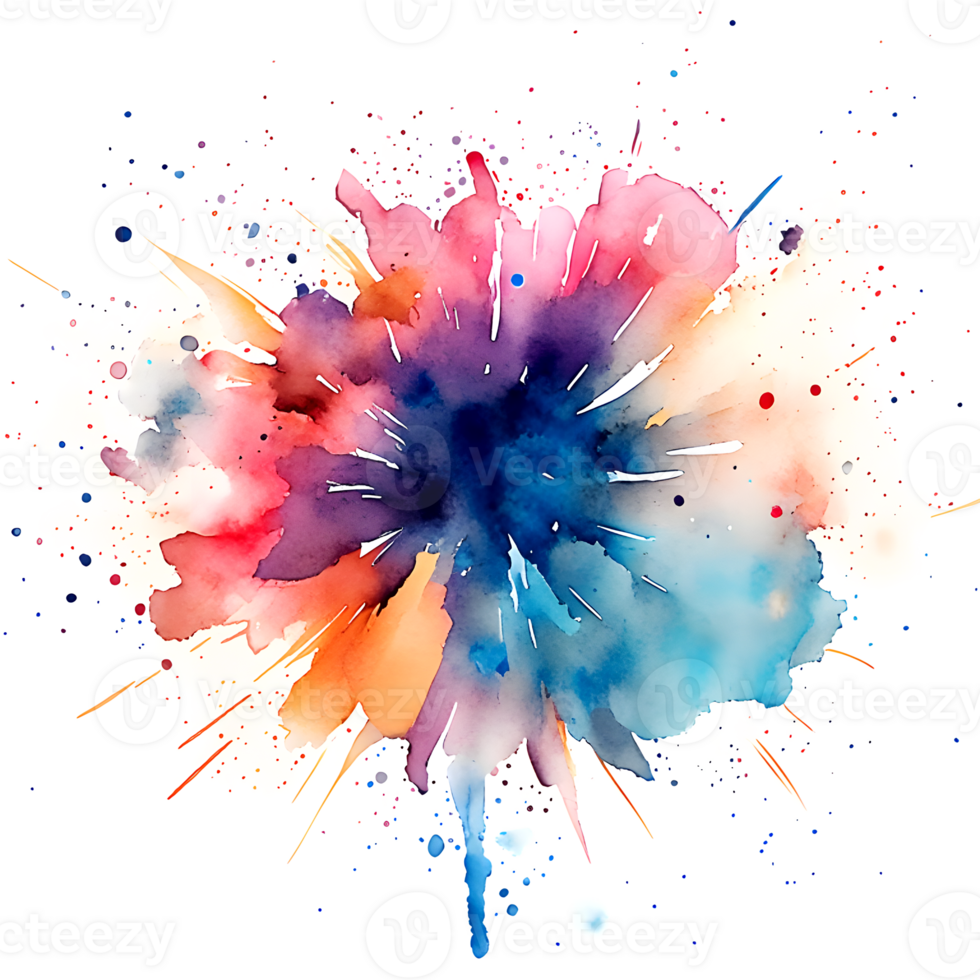Watercolor Fireworks Splash Texture Element AI Generative png