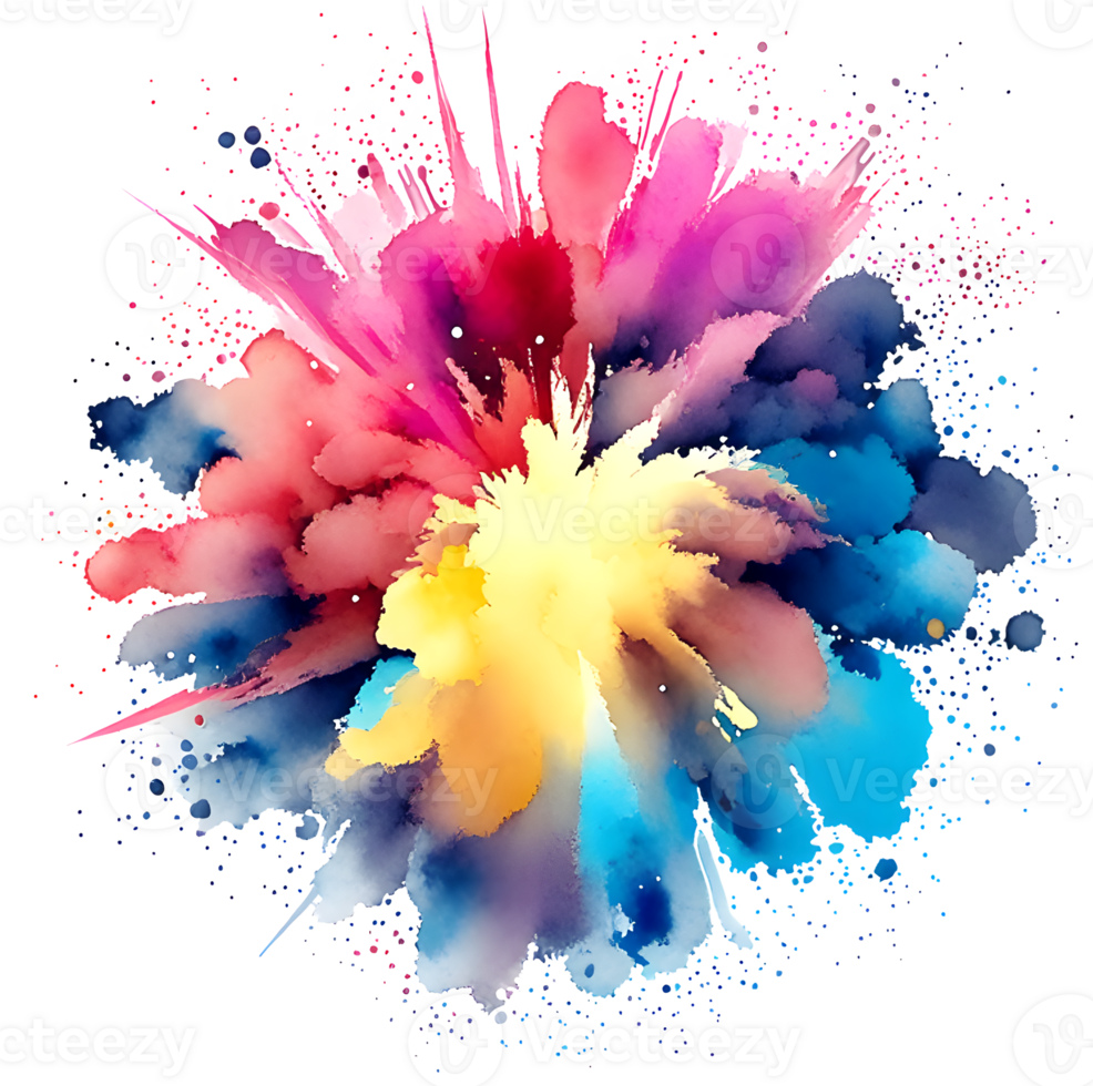 Watercolor Fireworks Splash Texture Element AI Generative png