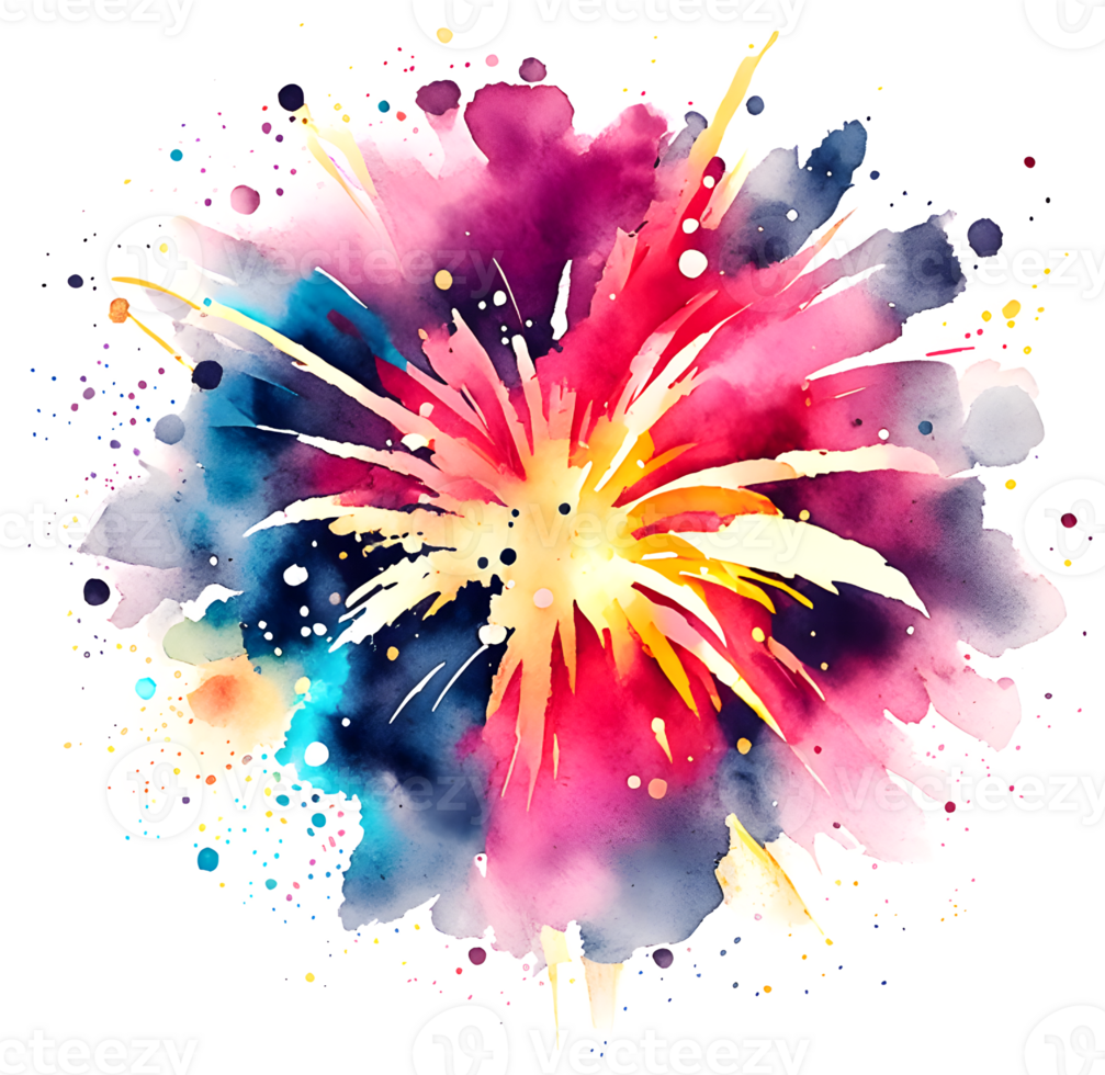 Watercolor Fireworks Splash Texture Element AI Generative png
