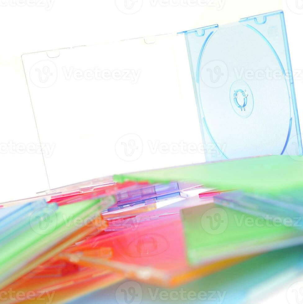 Stack of disks isolated on white background photo