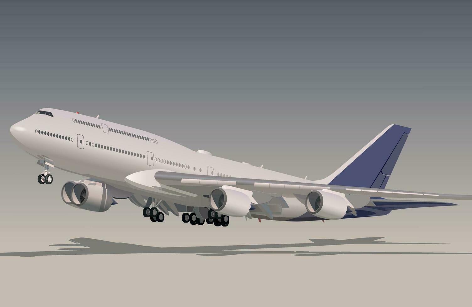 A large plane takes off at the airfield. Vector. vector