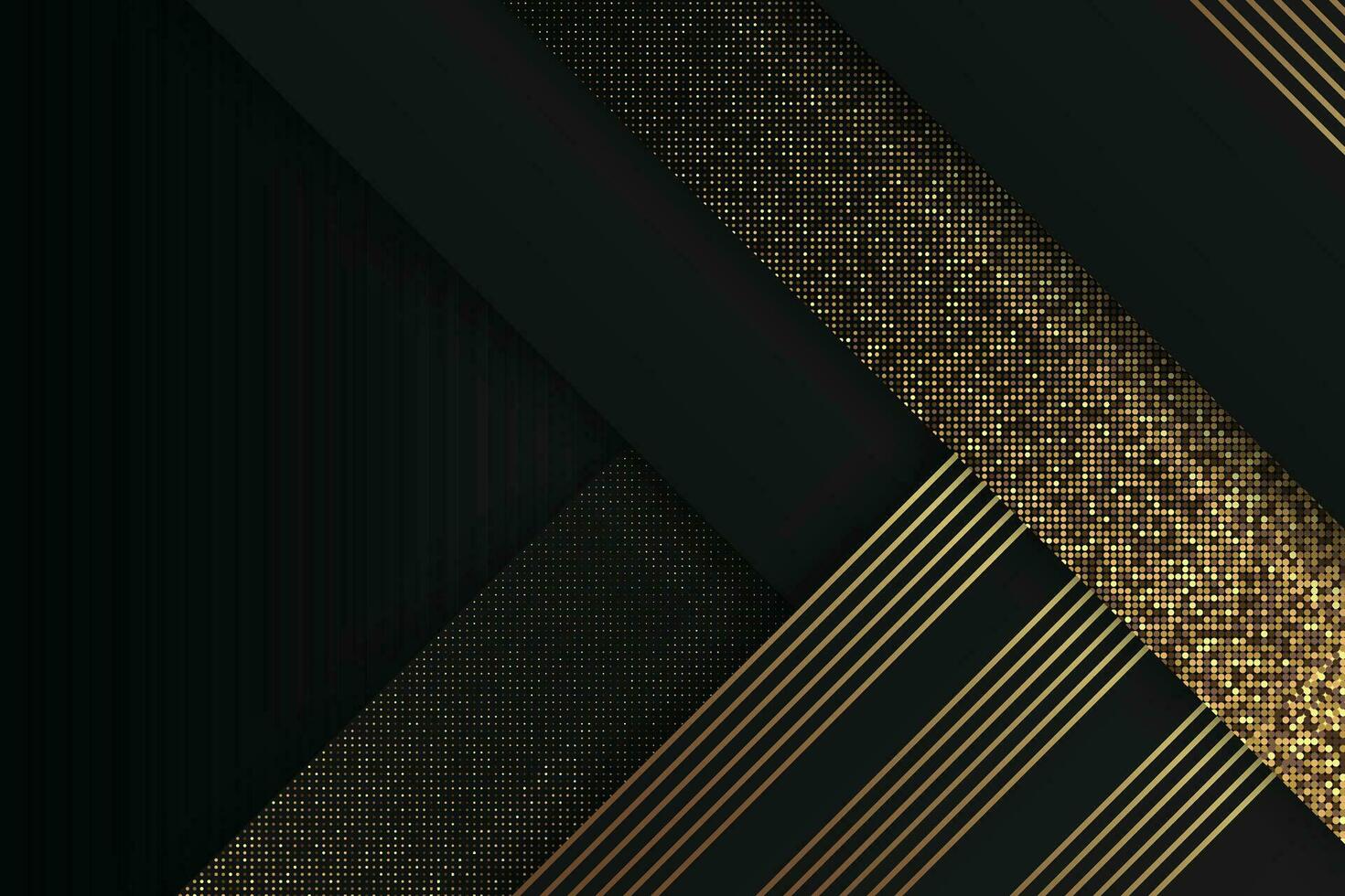 Luxury paper cut background, Abstract decoration, golden pattern, halftone gradients, 3d Vector illustration. Black, white, gold waves Cover template, geometric shapes, modern minimal banner.