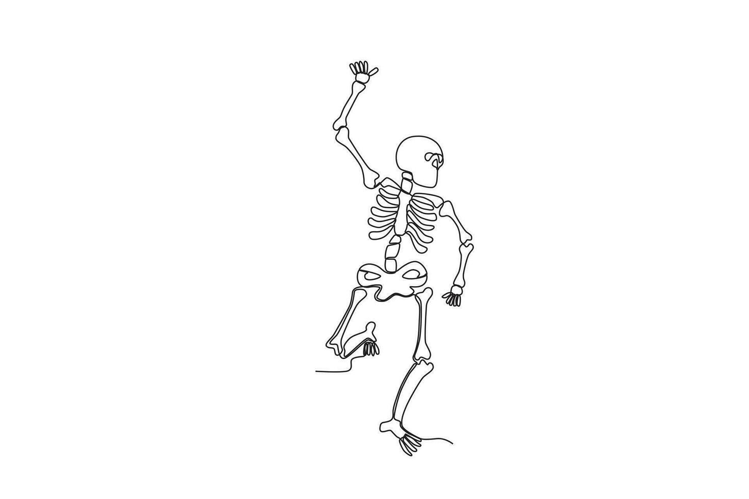 A human skeleton raises its hand while looking sideways vector