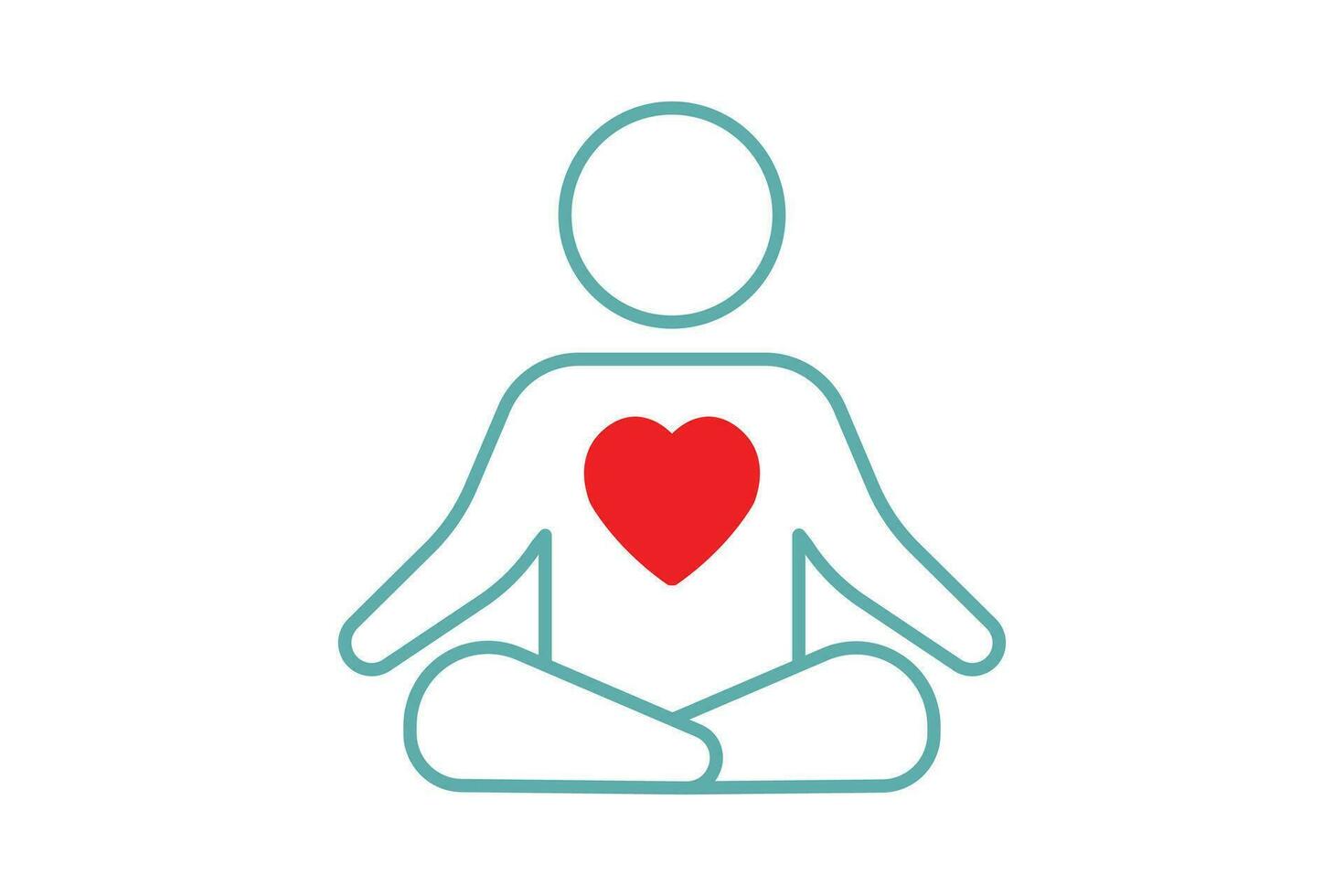 Meditation icon. meditating in with the heart in the chest. icon related to healthy living, yoga, meditation, relaxation. duo tone icon style design. Simple vector design editable