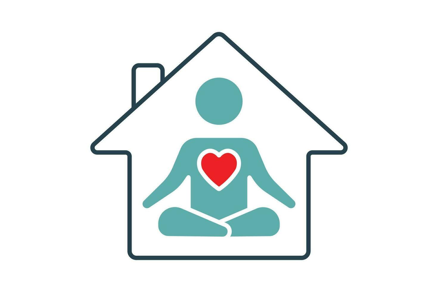 house icon with yoga. icon related to yoga studio, yoga, meditation, relaxation. Duo tone icon style design. Simple vector design editable