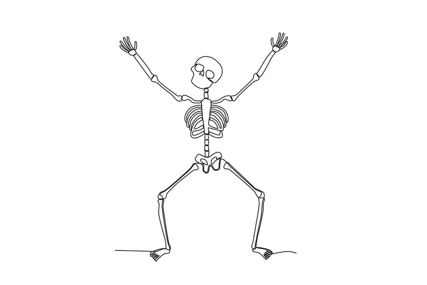 A happy human skeleton raised both hands vector