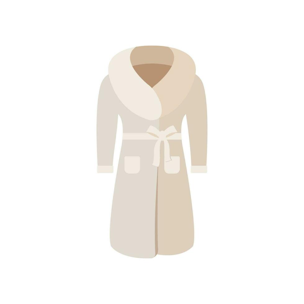 Winter or autumn clothes and cold weather accessories isolated on white background. Vector cozy clothing warm coat or outerwear fashion.