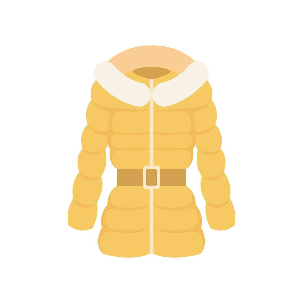Warm clothes for men or woman. Winter collection of modern male casual outfit. Vector flat illustration. Fashion style coat. Cold season garments. Wardrobe graphic elements.