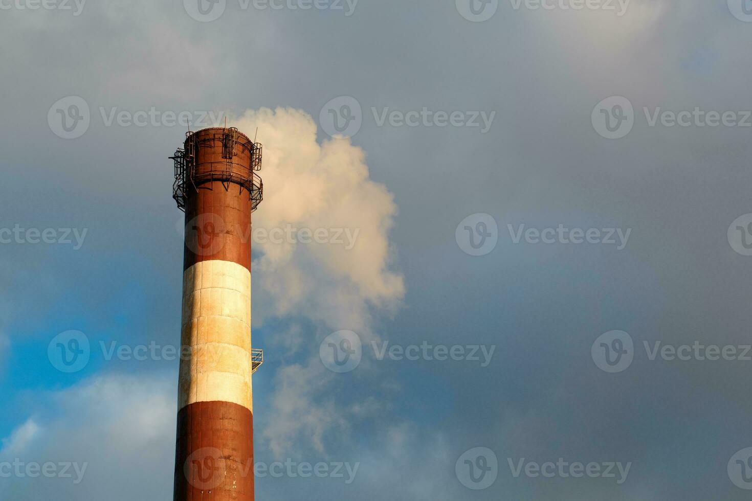 Air pollution from smokestack photo