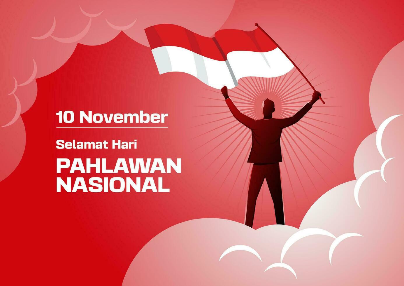 A man holding the flag of Indonesia vector illustration