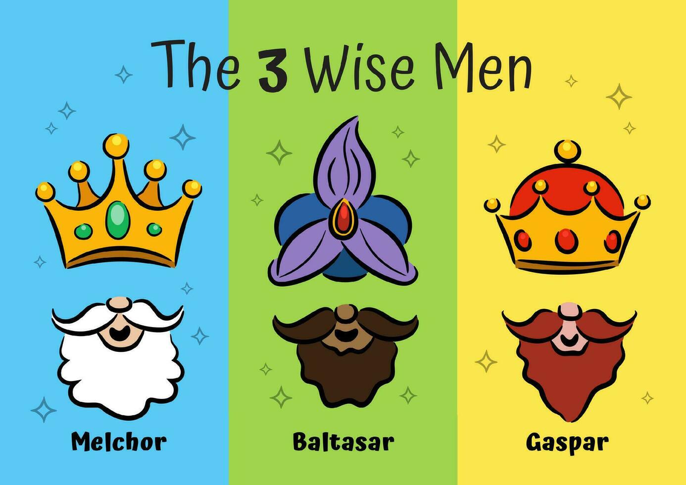 Christmas illustration, three wise men stock illustration vector