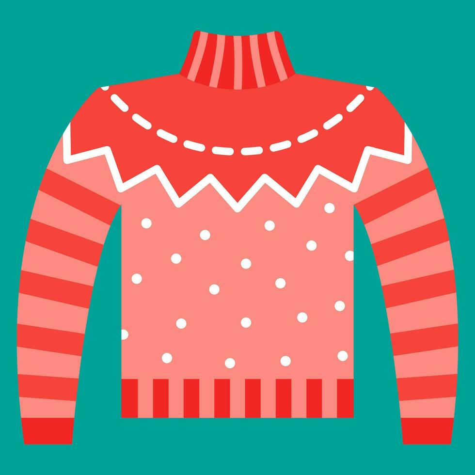 Christmas icon. Happy new year holiday and Merry Christmas. Vector illustration red wool sweater icon.
