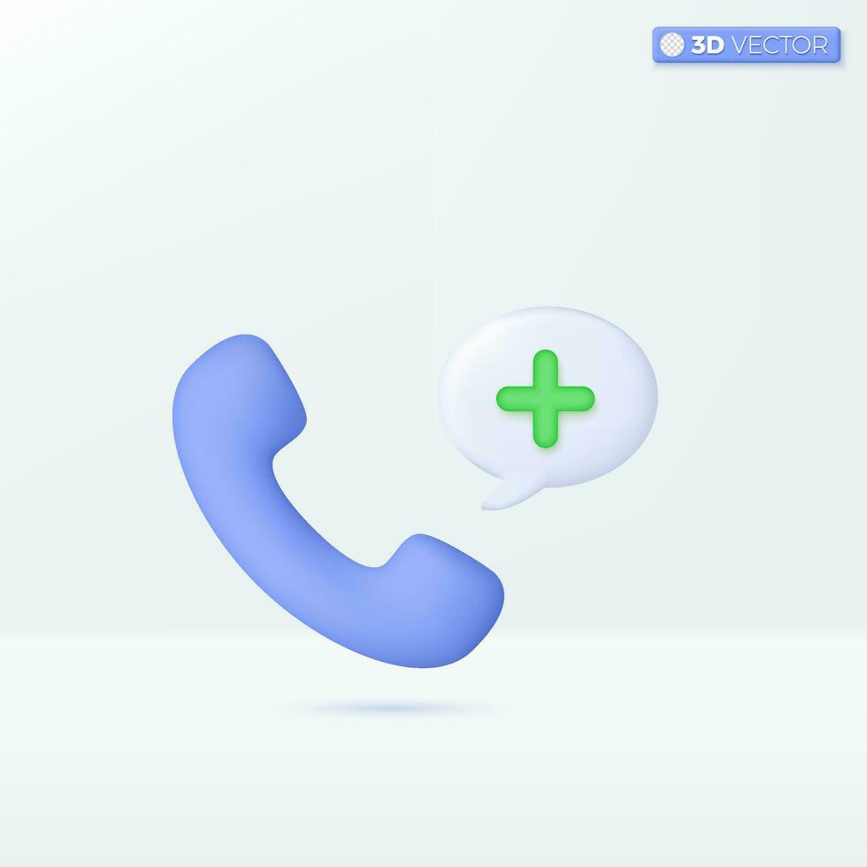 Phone hospital icon symbols. crisis, emergency, urgent situation, risk urgency concept. 3D vector isolated illustration design. Cartoon pastel Minimal style. You can used for design ux, ui, print ad.