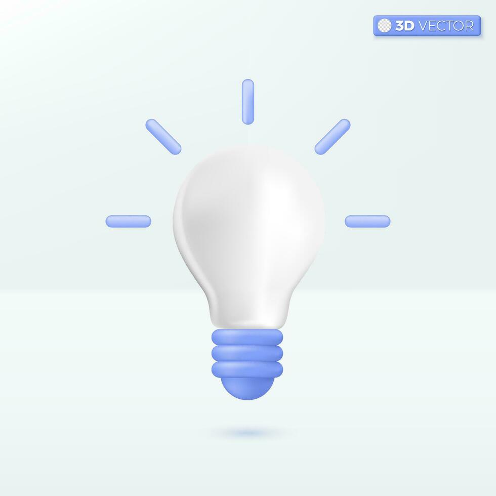 Light bulb icon symbol. creative innovation, development, idea metaphor concept. 3D vector isolated illustration design. Cartoon pastel Minimal style. You can used for mobile app, ux, ui, print ad.